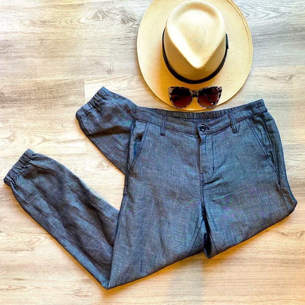 J CREW Cotton / Linen Dark Denim Style Lightweight Jogger Pants